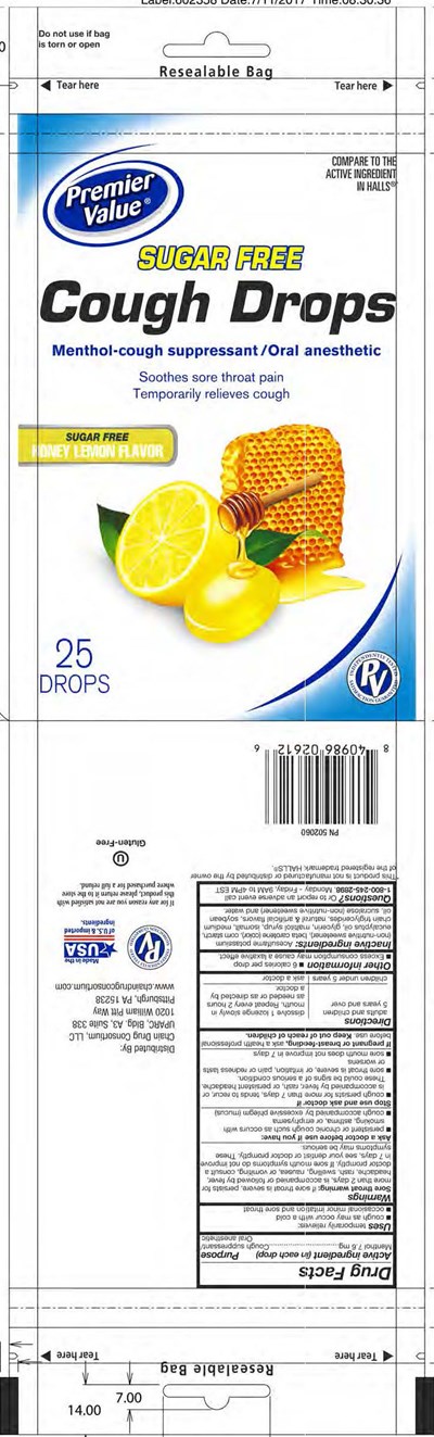 Premier Value Sf Honey Lemon 25ct Cough Drops (Premier Value Sf Honey Lemon 25ct 502060 7 11 2017)